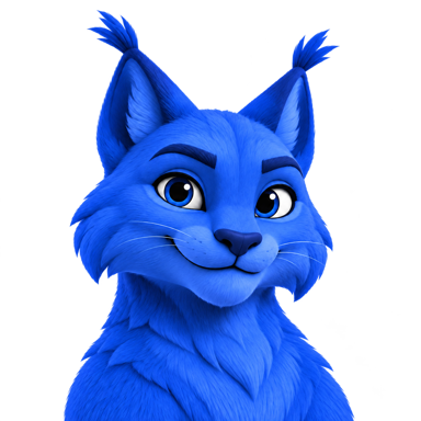 Lince azul Sabentis, atento y sonriente